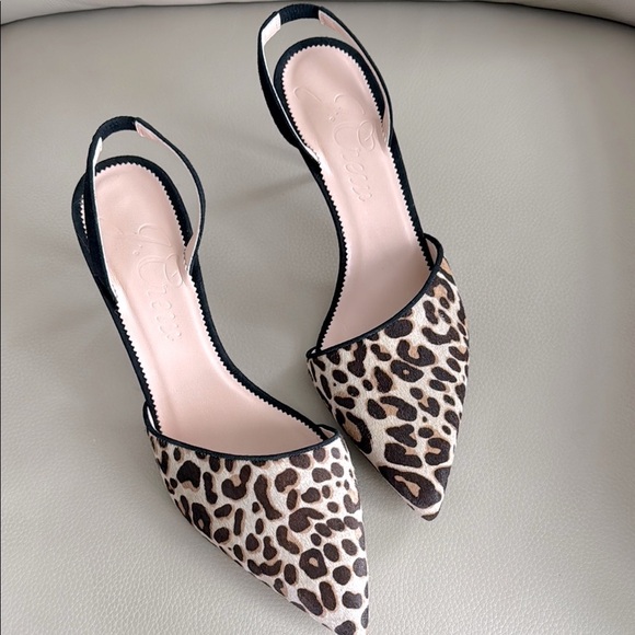 J. Crew Shoes - 🐆 J. CREW Calf Hair Colette Asymmetrical Slingback Pumps In Leopard Size 10 1/2